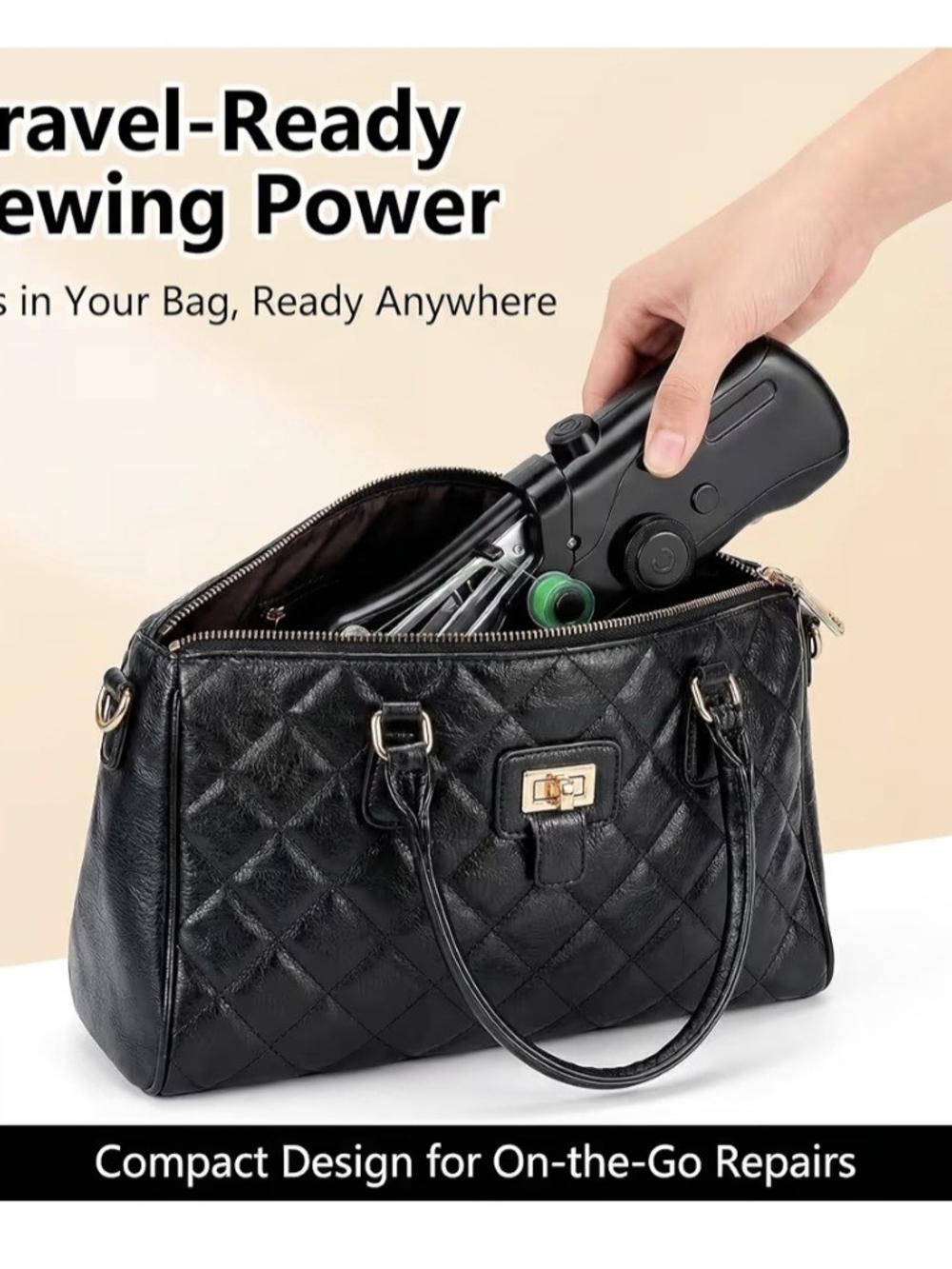 NWT DRAWSKIN Portable Handheld Sewing Machine in Black USB Or Battery Operated - Picture 3 of 12